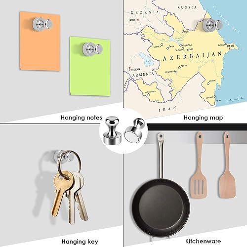 Miniatura 6 de Pin magnético para refrigerador, imanes de acero de níquel cepillado para nevera, pines magnéticos, tachuelas magnéticas para el pulgar, imanes para