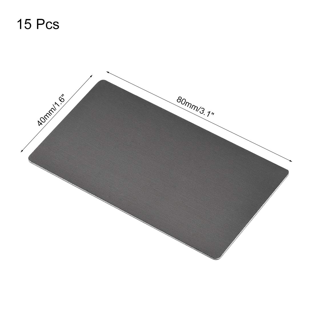 sourcing map En Blanco Metal Tarjeta 80x40x1mm Anodizado Aluminio Placa para Bricolaje Impresión Grabado Negro 15uds