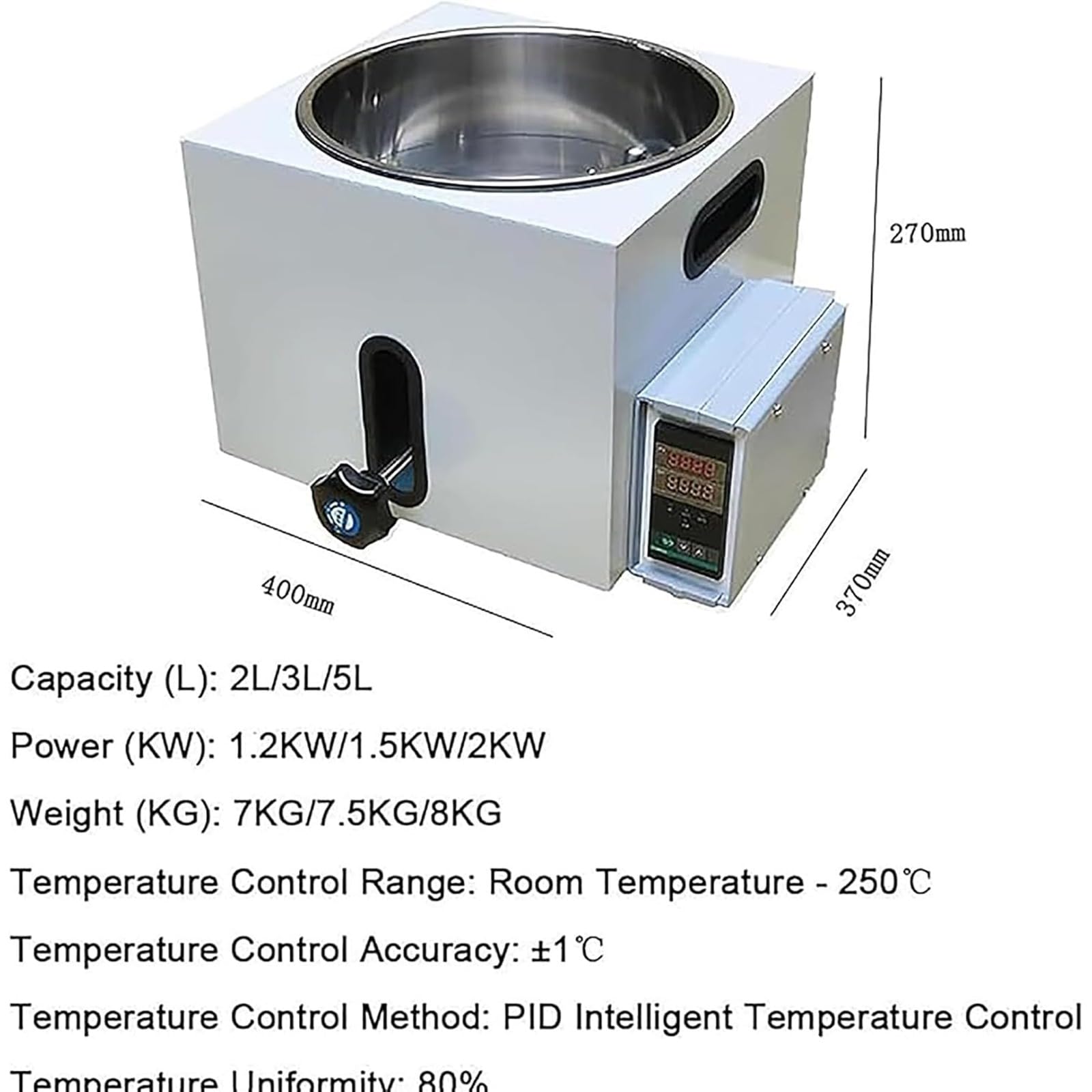 Bagno d'acqua da laboratorio, temperatura costante, display digitale, fodera in acciaio inossidabile, controllo PID, 5L per chimica esperimento