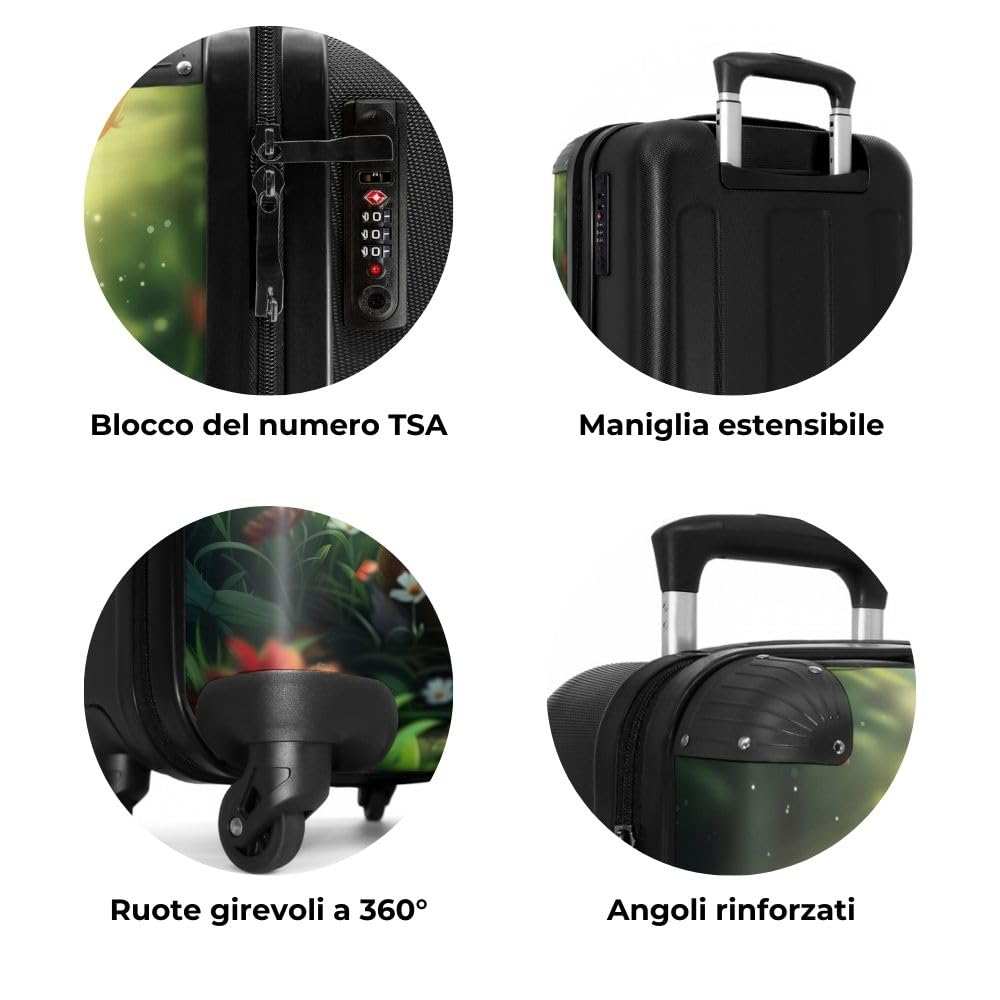 NoBoringSuitcases© Valigia Bambini, Trolley Bambini, Valigia Per Bambini, | 55x40x20 cm - Valigia Per Bambini da Viaggio, Valigie Per Bambini, Valigie, Valigia Personalizzabile, (Coniglio - Verde)