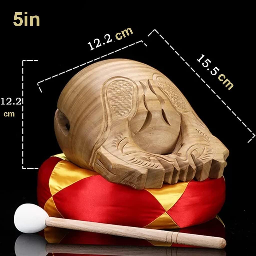 Wooden Fish, Buddhist Percussion Instruments Monk Decoration, Monastery Fish Carved Wooden Fish, Home Office Decoration(5in)