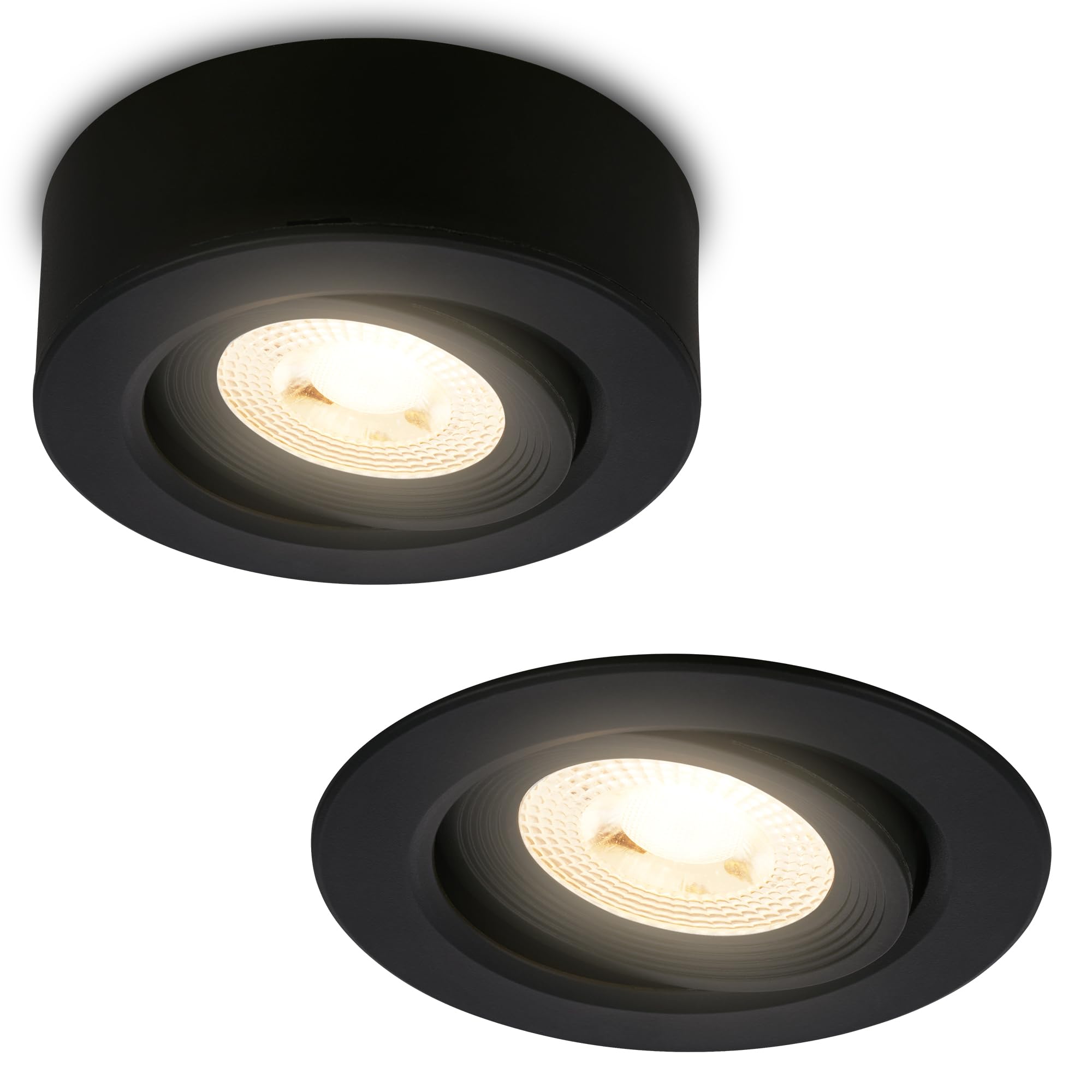 Conceptrun LED Einbaustrahler Schwenkbar – Schwarz, GU10, Dimmbar, Warmweiß, 68–75 Mm Einbau