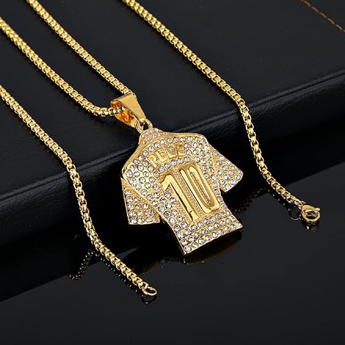 Miniatura 5 de Collar de jersey número 10, collar de fútbol número 10 para hombres, joyería con dije deportivo con dije de número 10, collar con colgante de