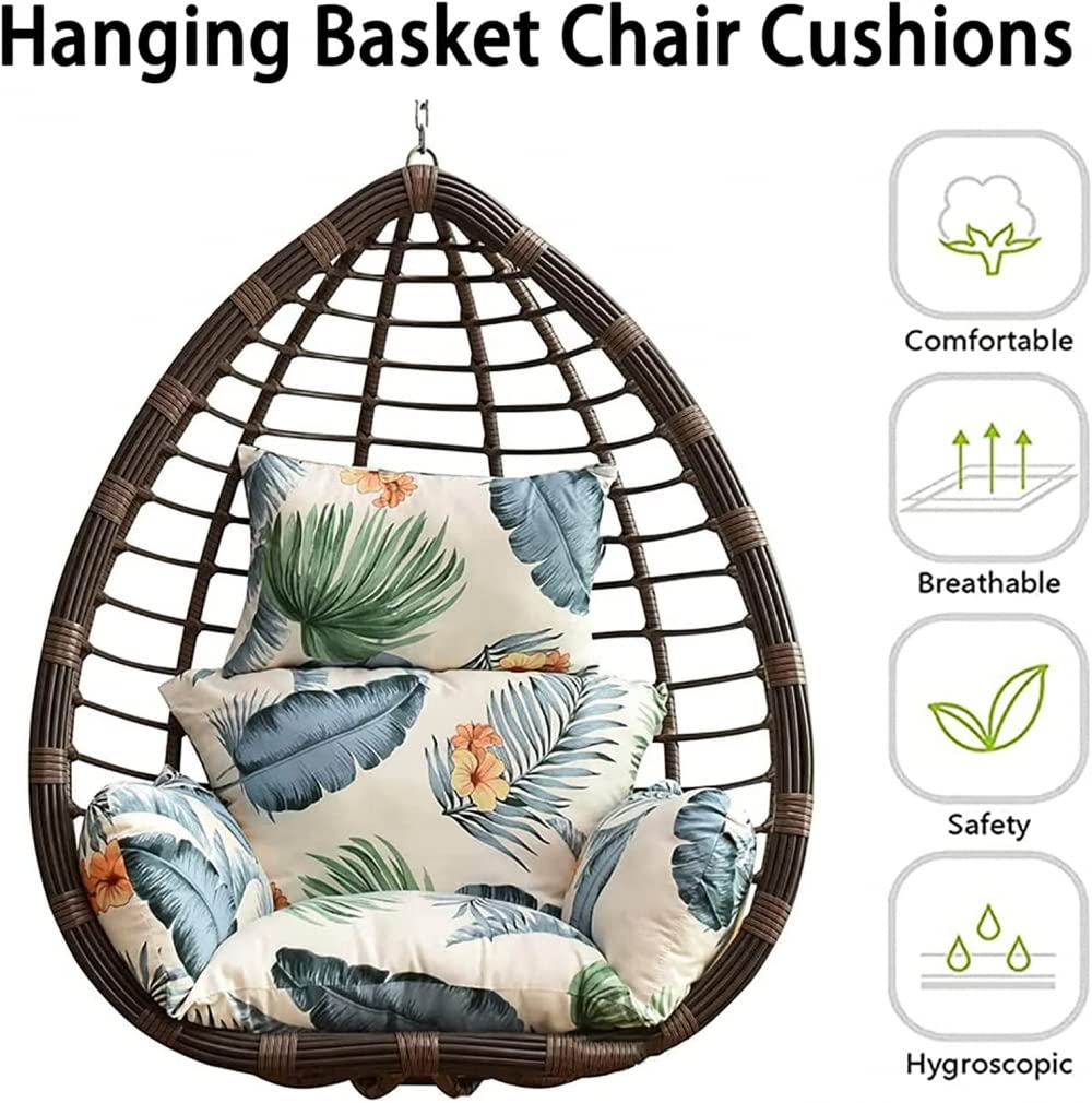 Ferocity Cuscino per sedia amaca, Sedia in Rattan Cuscino, Dondolo Sospesa, Cuscino per sedia con cuscino per la testa di, rivestimento rimovibile, con lacci attaccati, Grafite [114