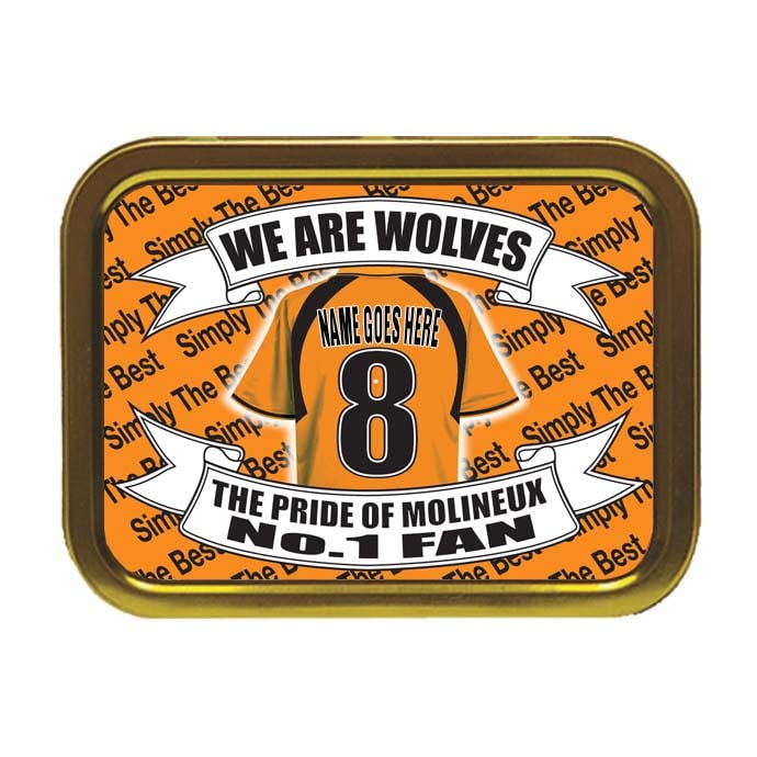 Wolves Football Shirt Personalised Tobacco Storage Tin & Products