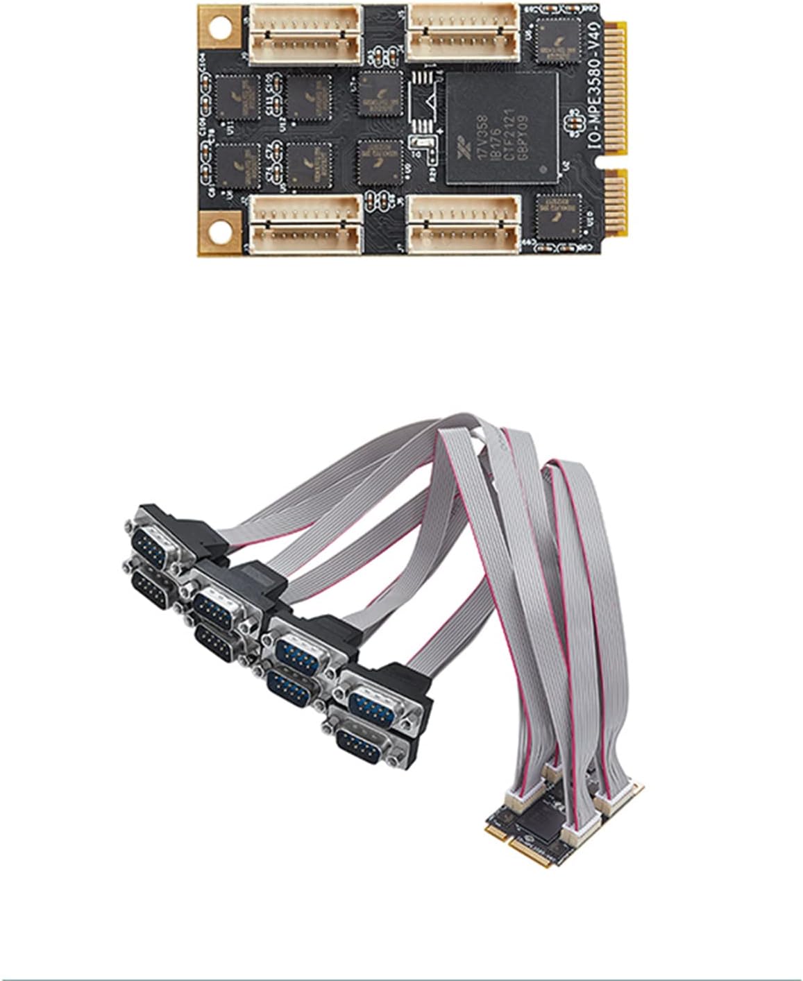 PCIe to 8 Port RS232 Serial Card PCIe to 8 Ports Serial RS232 Expansion Card Riser Card COM Controller 17V358