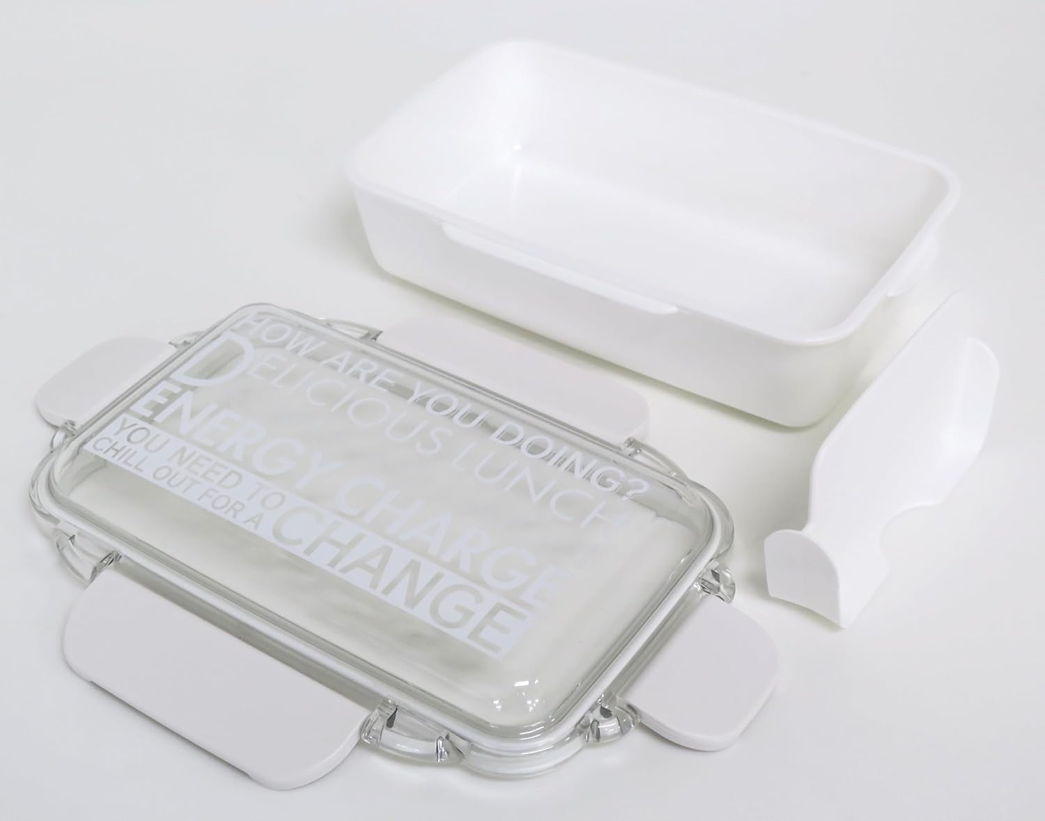 o-esuke- Energy Charge 4 Point Lock Lunch Box 500ml (with 仕切) White PCD – 500