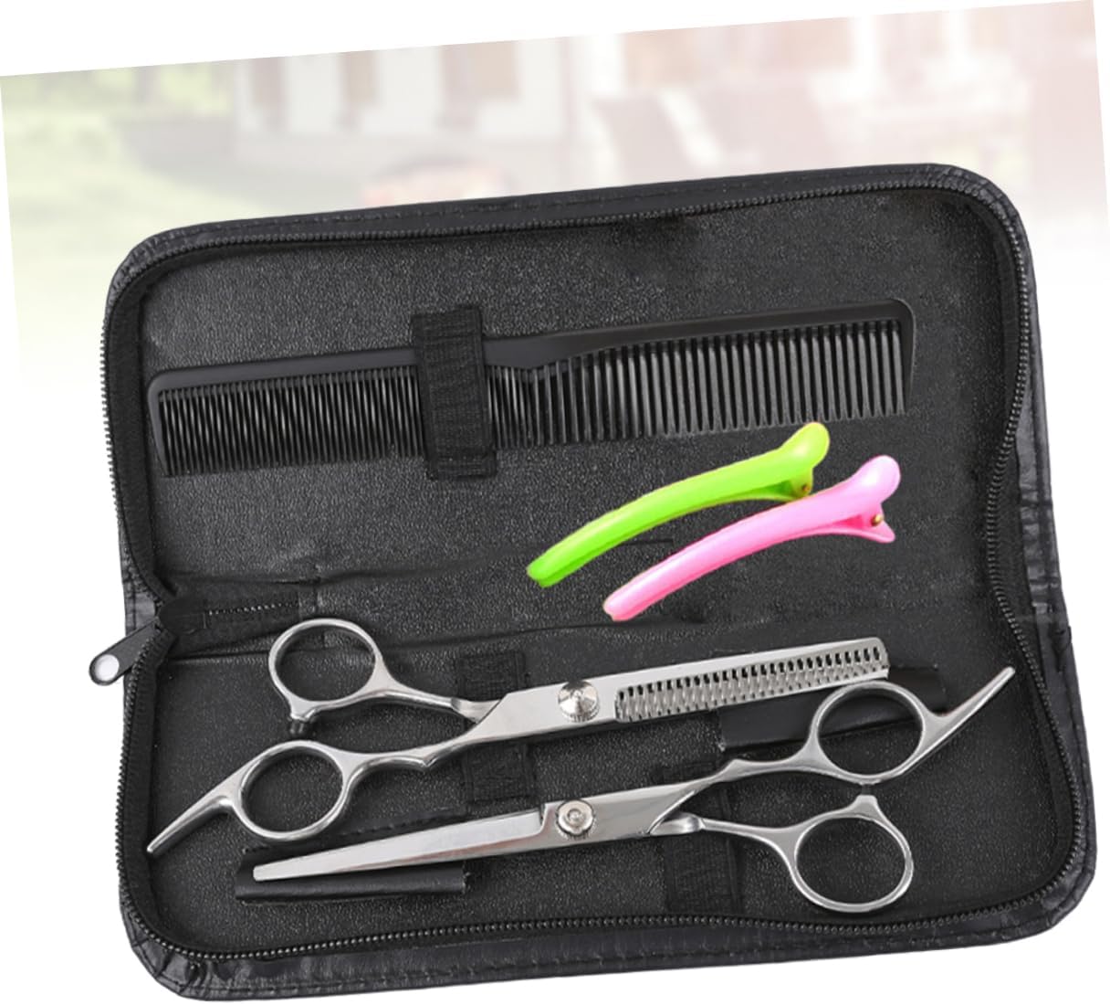 minkissy Professional Barber Scissor Set Hair Cutting Kit Thinning Shears Clip Comb for Salon Home Use