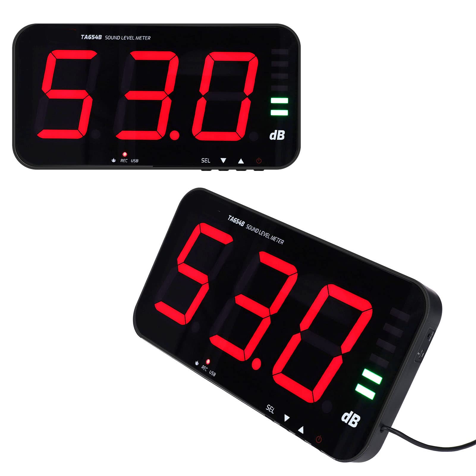 Decibel Meter 30db-130 DB Sound-Level-Messgerät, Rauschpegel-Messgerät DC5V 1A Digitaler Schallpegelmessgerät mit Großem LCD-Display-Micro-USB-Grenzfläche Zur Rauschenmessung
