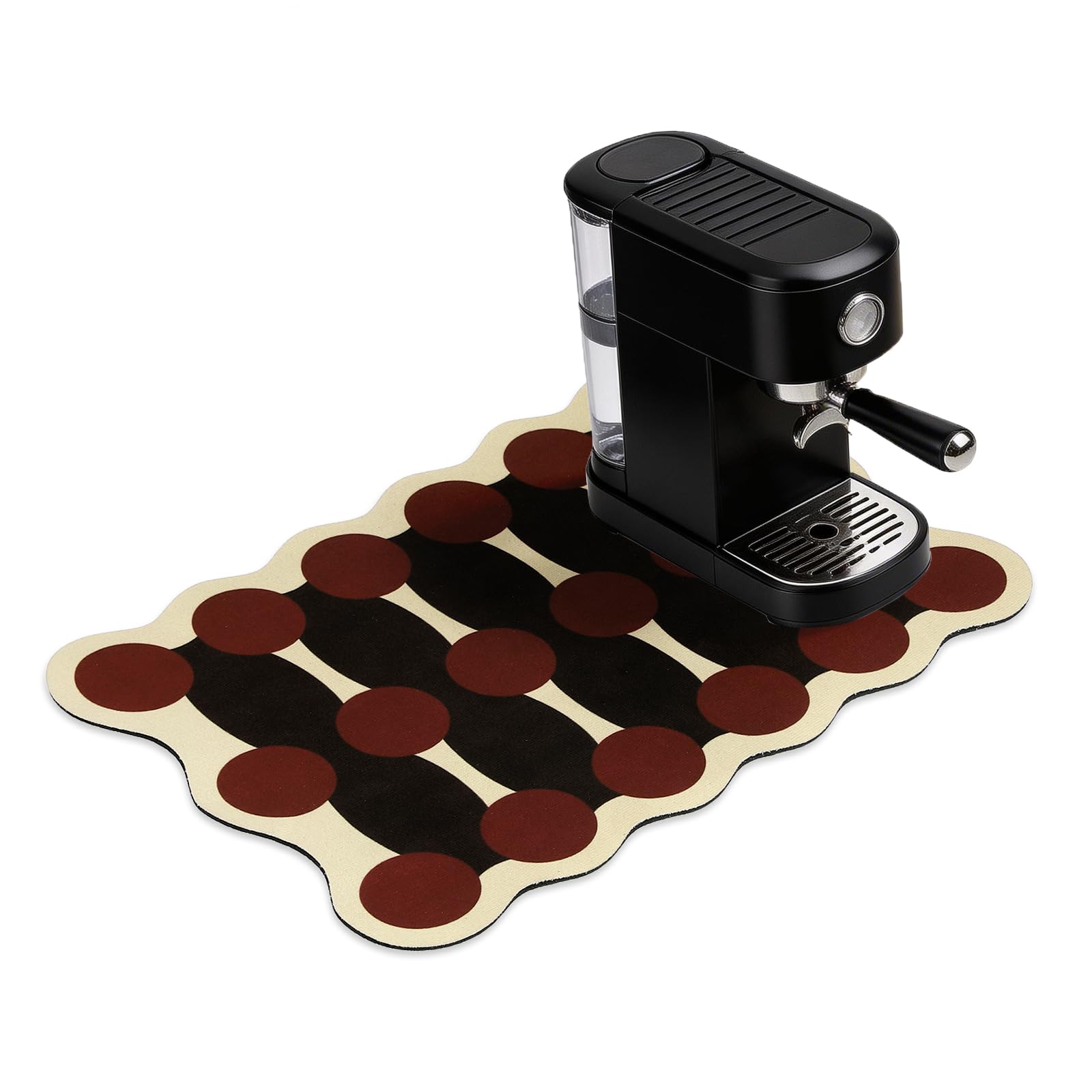sourcing map Coffee Mat, 50 x 40 cm Super Absorbent Dish Drying Mat Bar Accessories Wavy Spill Rubber Pad for Coffee Station Kitchen Countertop Espresso Machine, Brown Circles
