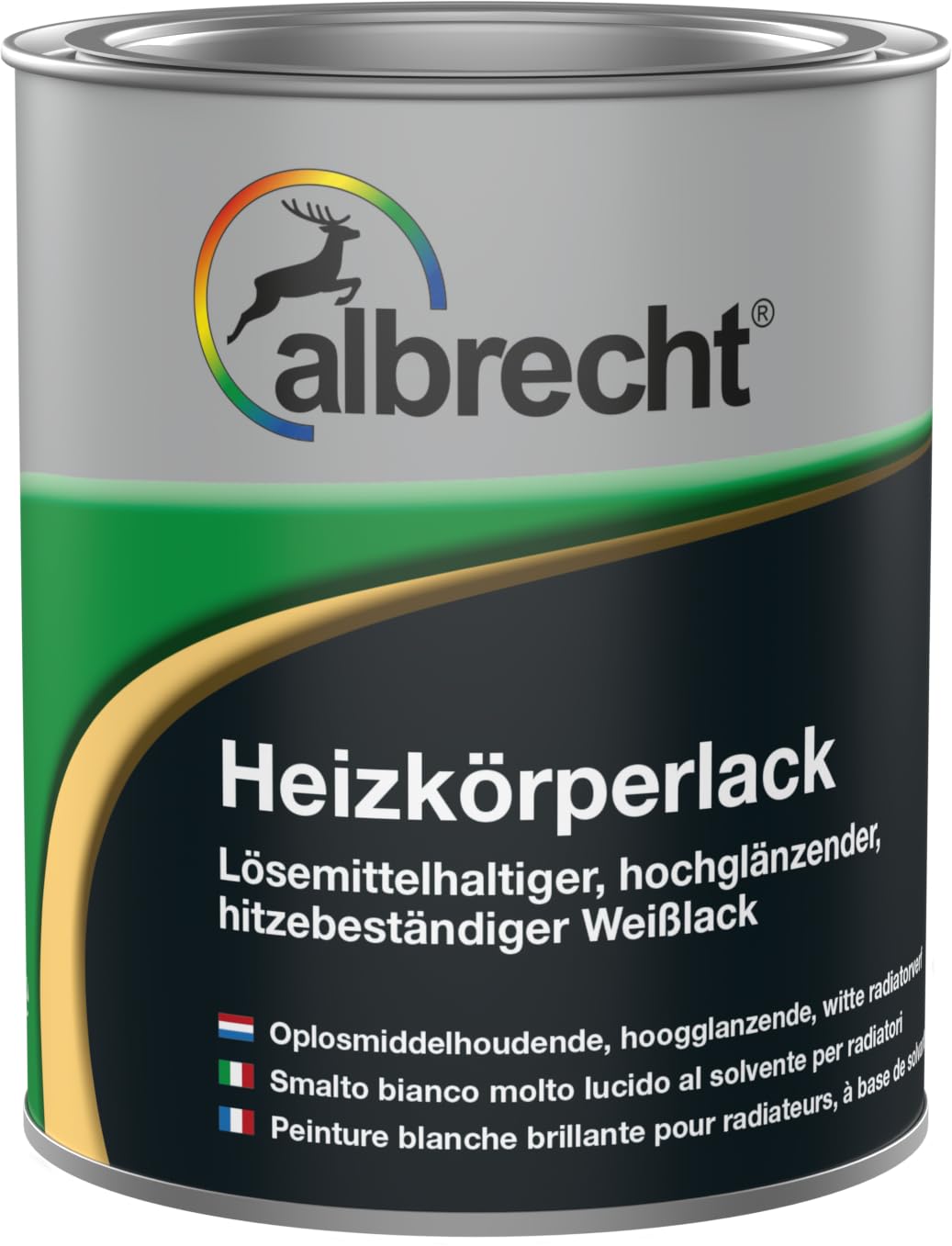 Albrecht Heizkörperlack | Weiß hochglänzend 2,5 l | Hitzebeständiger Speziallack | Für Warmwasser-Heizkörper | Vergilbungsarm & geruchsarm