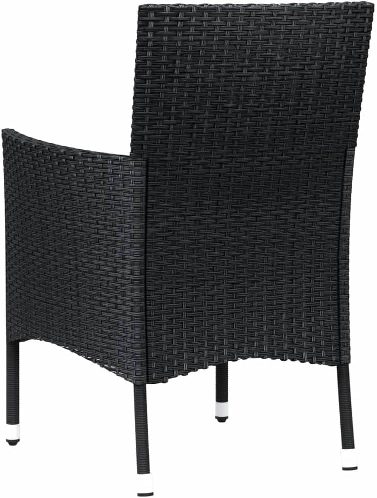vidaXL Outdoor Patio Chairs - Durable Powder-Coated Steel Frame, Wicker Style in Black Poly Rattan, Includes Cream White Cushions, 4 Pieces