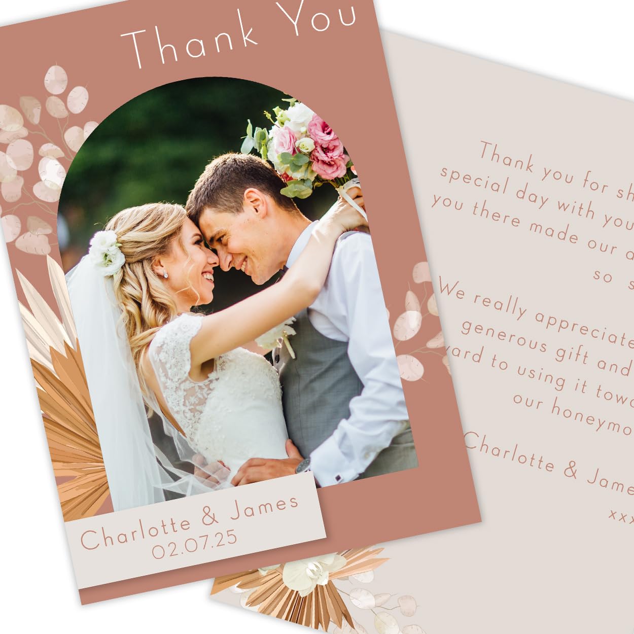 Paper Themes Personalised Photo Upload Wedding Thank You Cards (Pampas 36PK) โ image 1