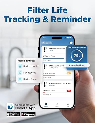 Miniatura 5 de NOVETE Filtro de agua para debajo del fregadero UWF1APC, certificado NSFANSI 42 y 372, reduce el 99.5% de cloro, plomo, PFOAPFOS, mal sabor,