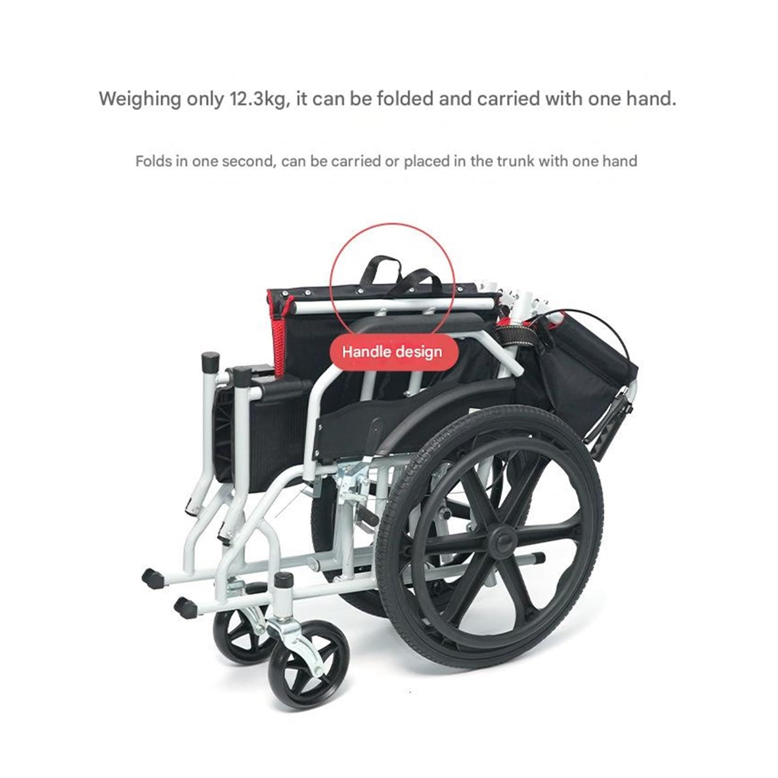 Silla De Ruedas Plegable Ligera 12kg - Para Mayores Y Adultos Con Frenos Seguridad, Todo Terreno Y Respaldo Ajustable Para Playa/Ciudad