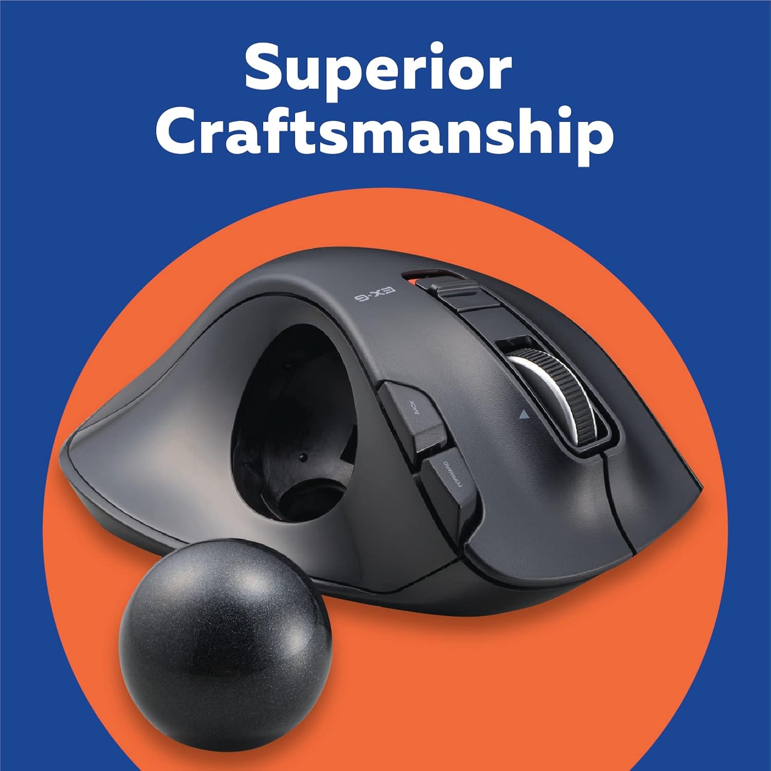 ELECOM EX-G Left-Handed Trackball Mouse, 2.4GHz Wireless, Thumb Control, 6-Button Function with Smooth Tracking, Ergonomic Design, 32mm ball Windows11, macOS (M-XT4DRBK)