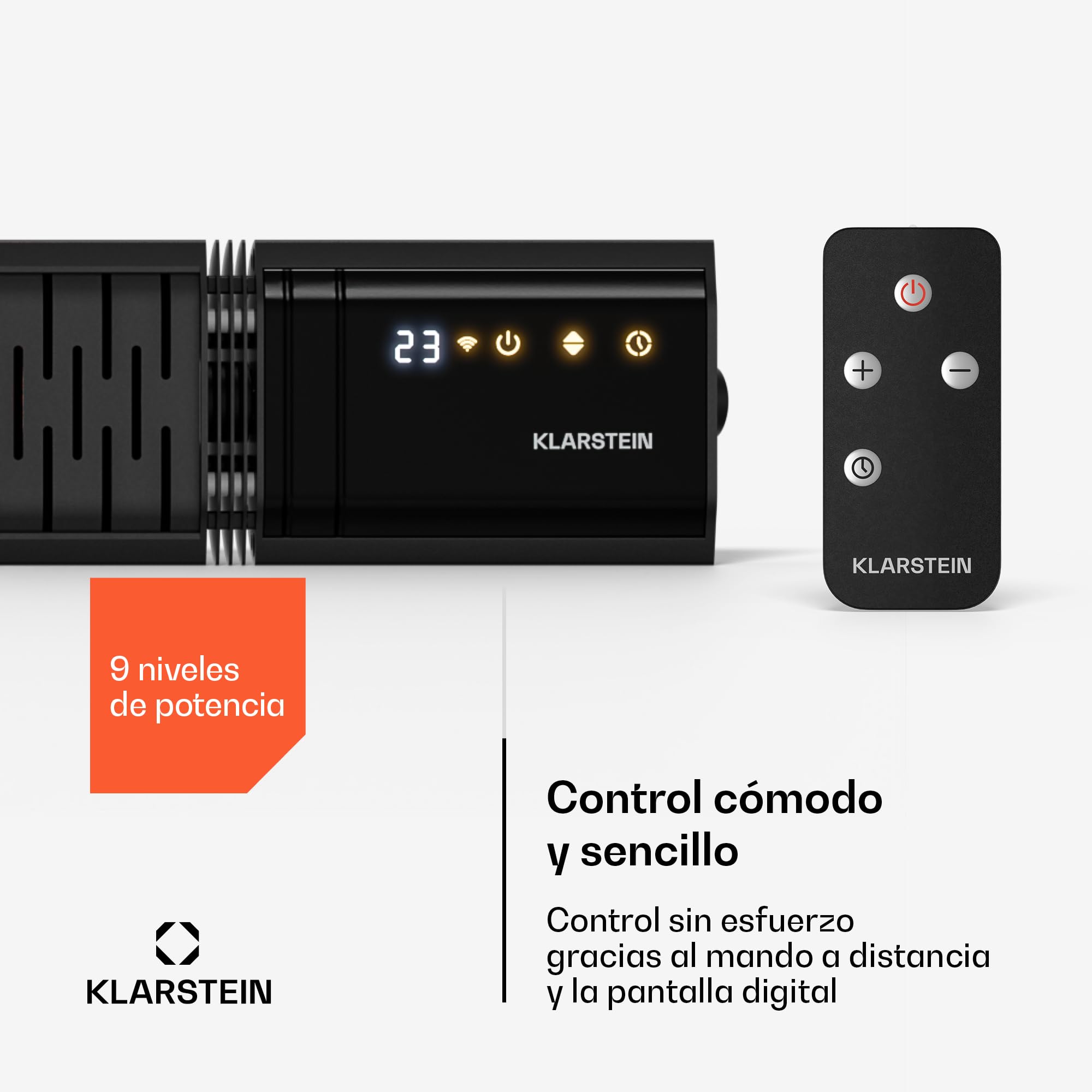 Klarstein Calefactor Infrarrojo 2000W – Montaje en Pared, Exterior IP65, 9 Niveles, WiFi/App, Temporizador, Silencioso, Aluminio, Calienta 15 m², Estufa Infrarroja Exterior