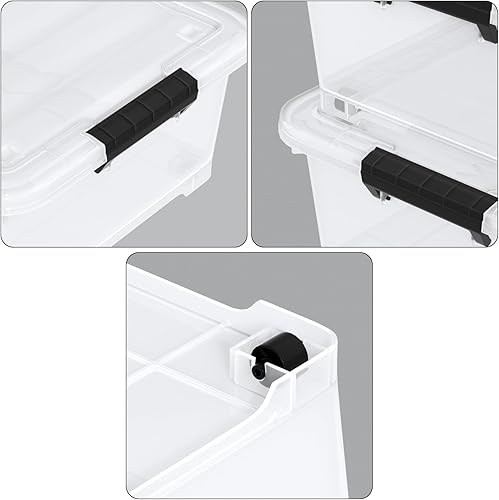 Miniatura 3 de Caja de almacenamiento de plástico para debajo de la cama de 20 L con ruedas, paquete de 4 contenedores transparentes para debajo de la cama