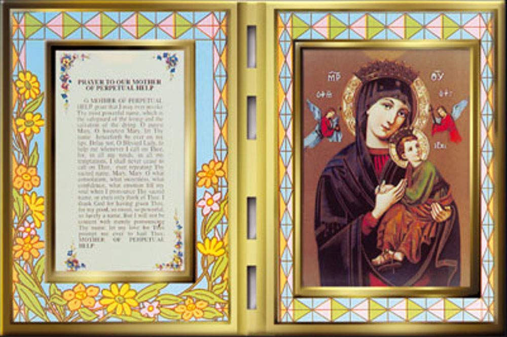 CBC Our Lady of Perpetual Help Prayer and Our Lady Mary Photo in a Stained Glass Plaque