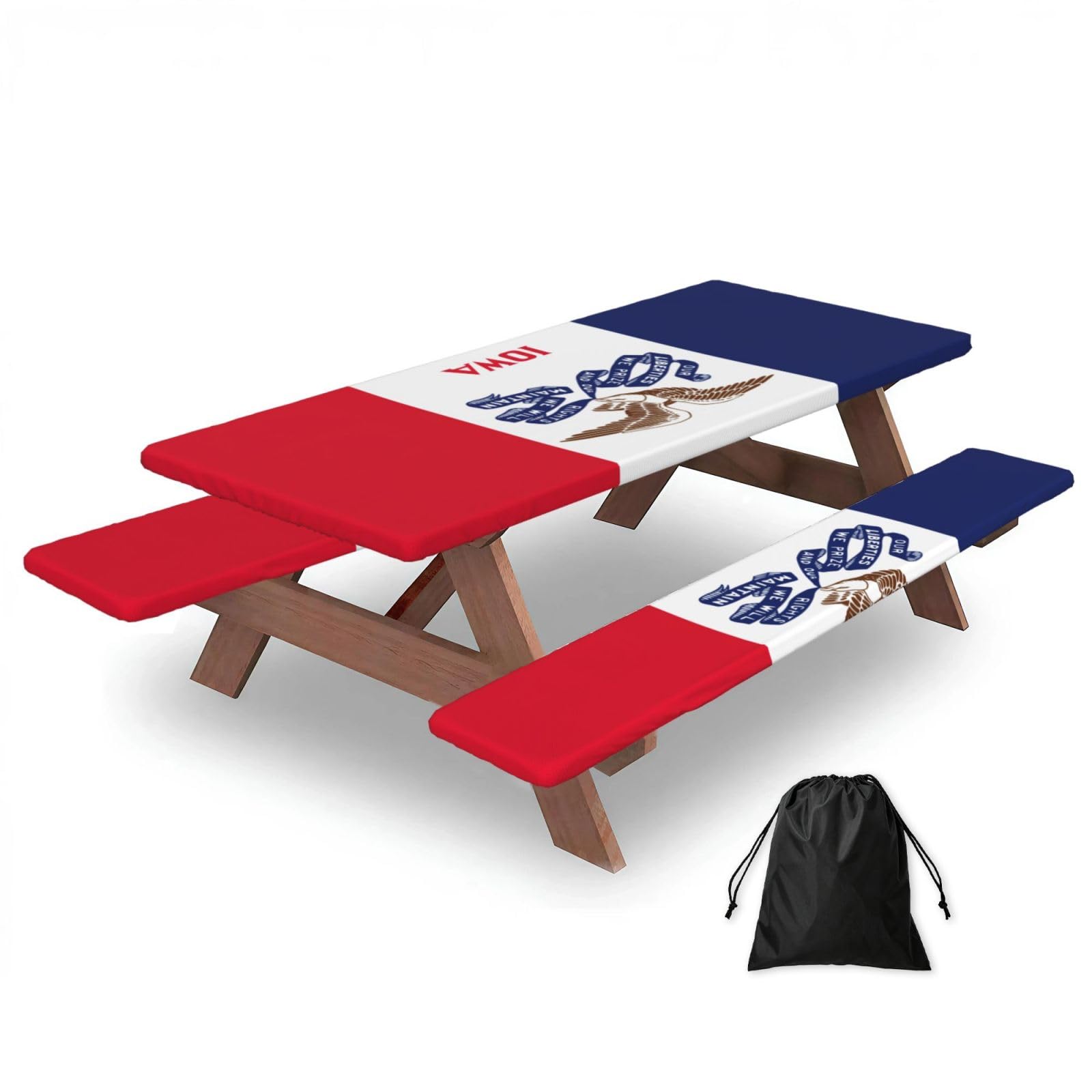 AYYQWE Iowa State Flag Print Picnic Table Bench Cover Outdoor Garden Party Decor Daily Accessory Gift