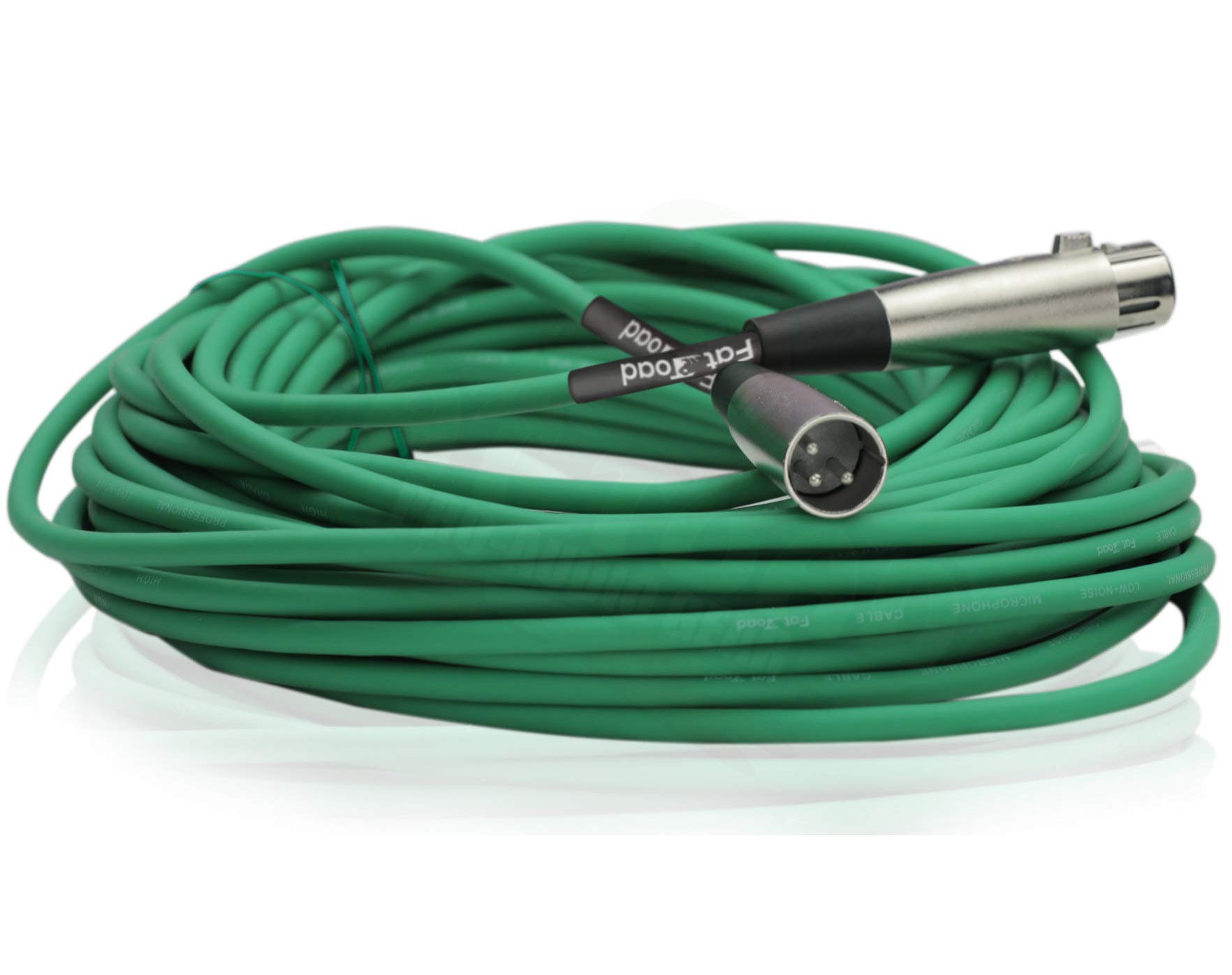 Fat Toad Cavi per microfono XLR da 15,2 m, serie ShieldedPRO X, confezione da 2, cavi patch audio verdi con connettori Lo-Z, cavo 24 AWG per attrezzatura da studio e palco