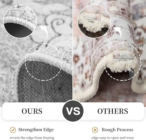 Miniatura 8 de SONORO KATE Alfombra de área de 4 x 6 pies, alfombras bohemias para sala de estar, antideslizantes y resistentes para dormitorio, alfombra bohemia