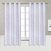 Vista 90 de BGment - Cortinas opacas para dormitorio infantil, con ojales, con aislamiento térmico, estampado de estrellas plateadas, para oscurecer