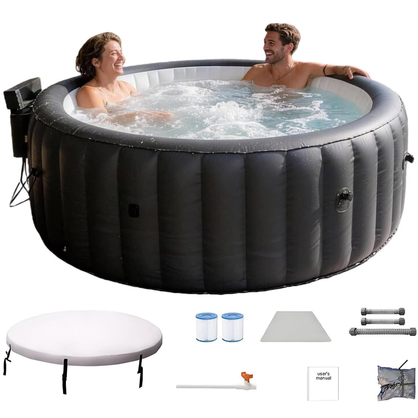 DDZJTPP 2-6 Person Inflatable Hot Tub Spa,Portable Hot Tub with 180 Massaging Bubble Jets,104°F Fast Heater,6-Color LED Lighting,Durable Puncture Resistant Blow Up Tub for Patio 72x28in