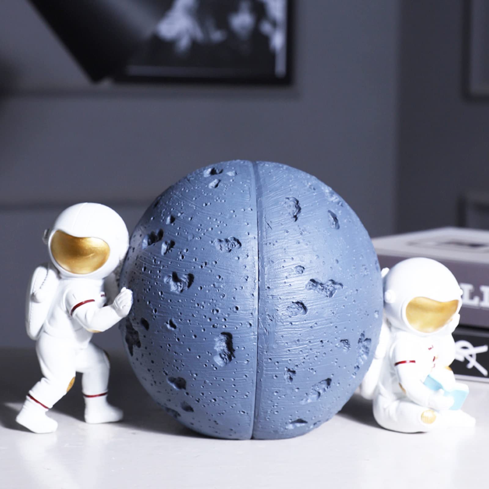 Fermalibri decorativi in resina con astronauta, fermalibri per scaffali, supporto per libri, fermalibri per libri (1)