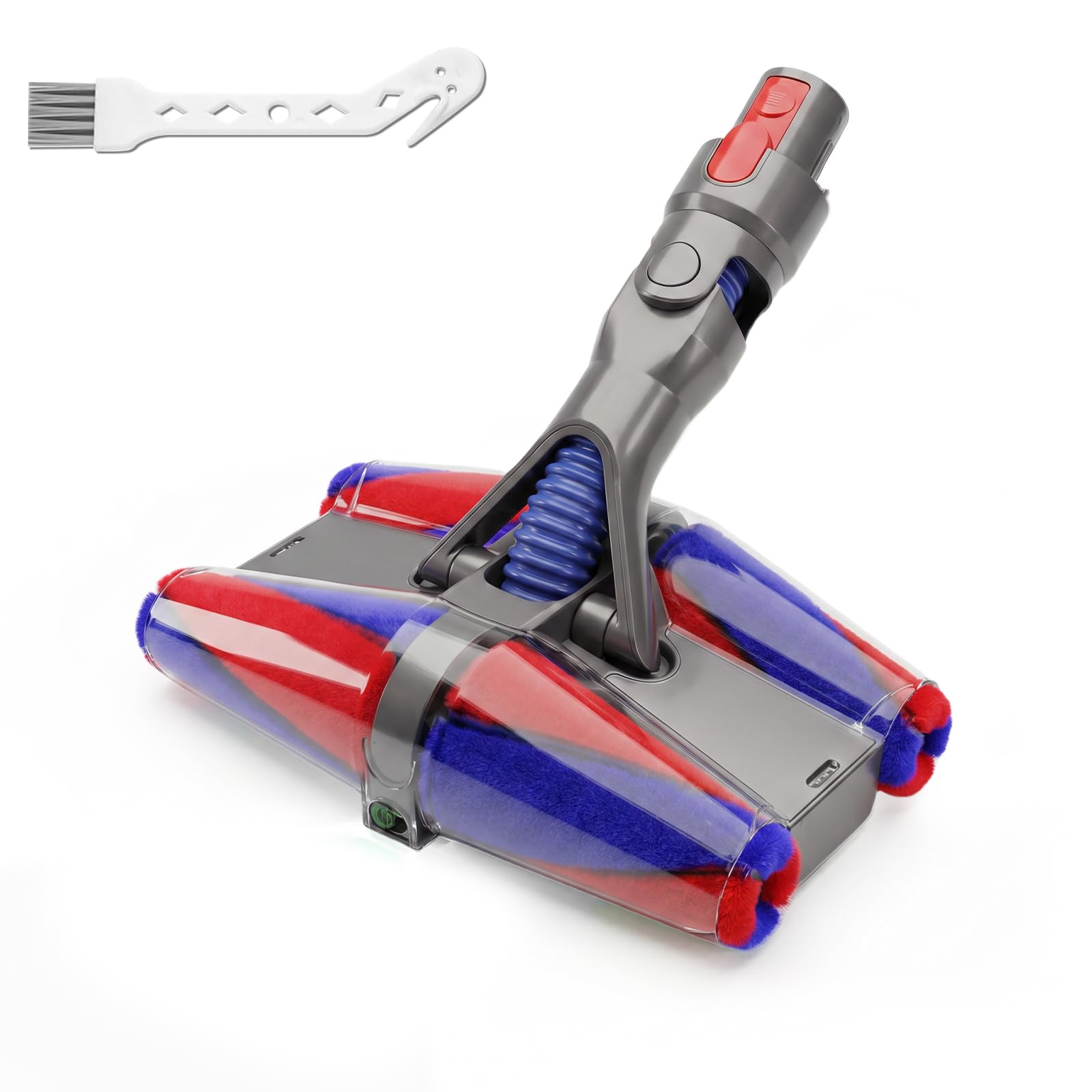 Fluffycones - Cabezal limpiador de piezas de repuesto para aspiradoras inalámbricas Dyson V7 V8 V11 Animal V15 Detect V10 Cyclone, doble luz verde LED antienredos, accesorios de aspiradora de