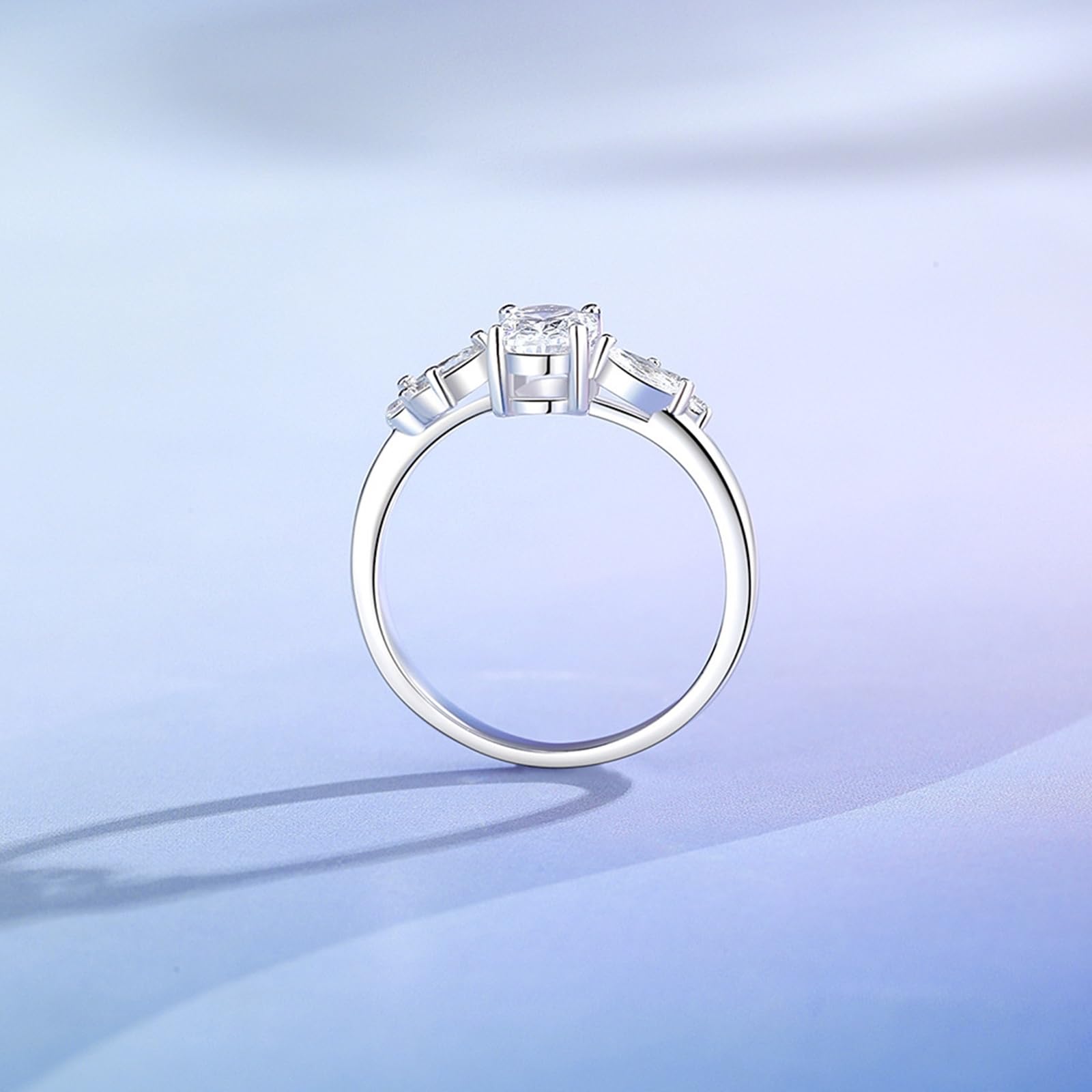 Złote pierścionki dla kobiet, pierścionek z białego złota, elegancki pierścionek z 1 ct moissanite, pierścionek rocznicowy, prawdziwe złoto