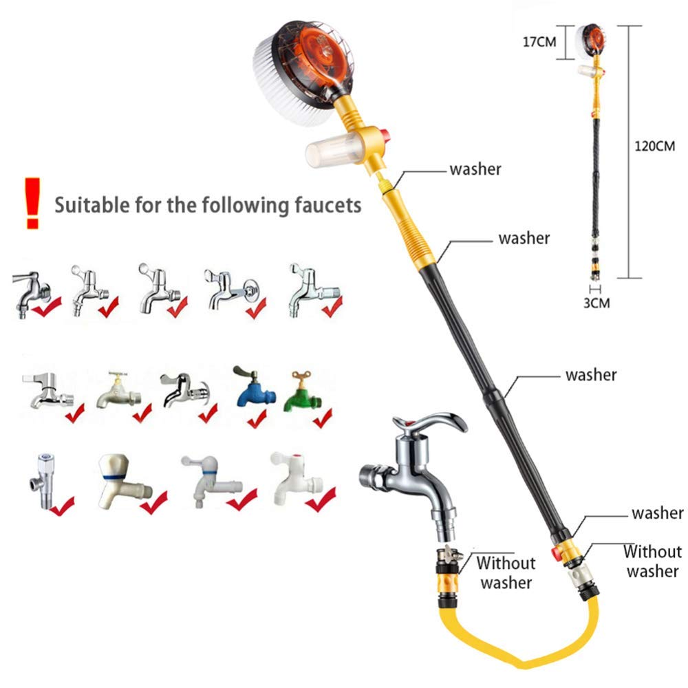Palo telescopico Limpieza limpiacristales telescopico Limpia Cristales Palo Extensible Limpieza, Cepillo de Limpieza Giratorio para automóvil, Herramienta de Limpieza con Esponja pulverizado