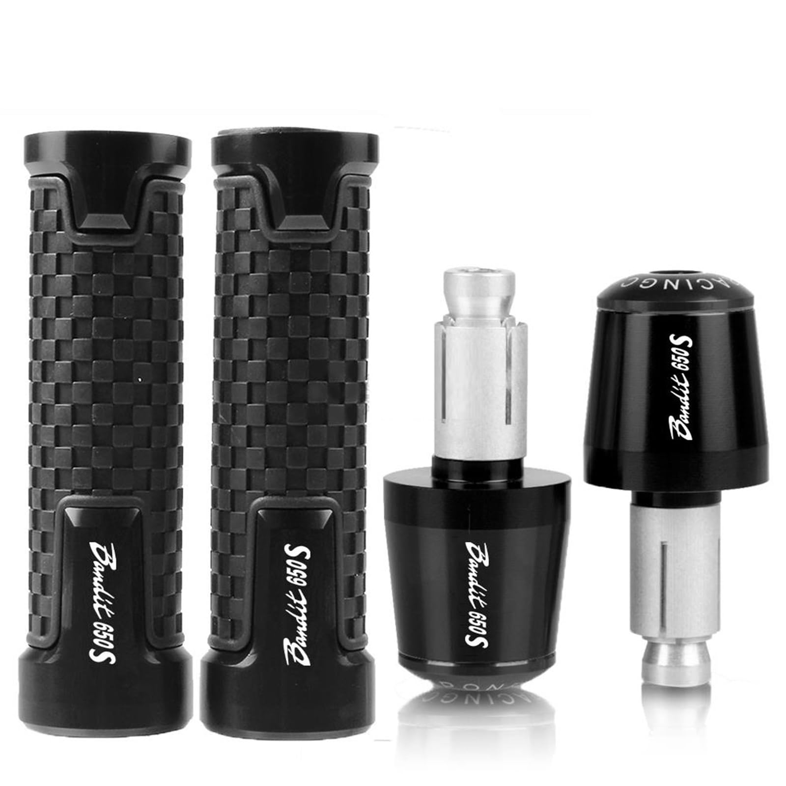 Accessori 7/8 '' 22 MILLIMETRI Moto Anti-Slip Contrappeso Manubrio Estremità Maniglia Bar Cap Copertura Grips Per SUZUKI BANDIT650S BANDIT 650S 2015 (Color : Nero), PING00H