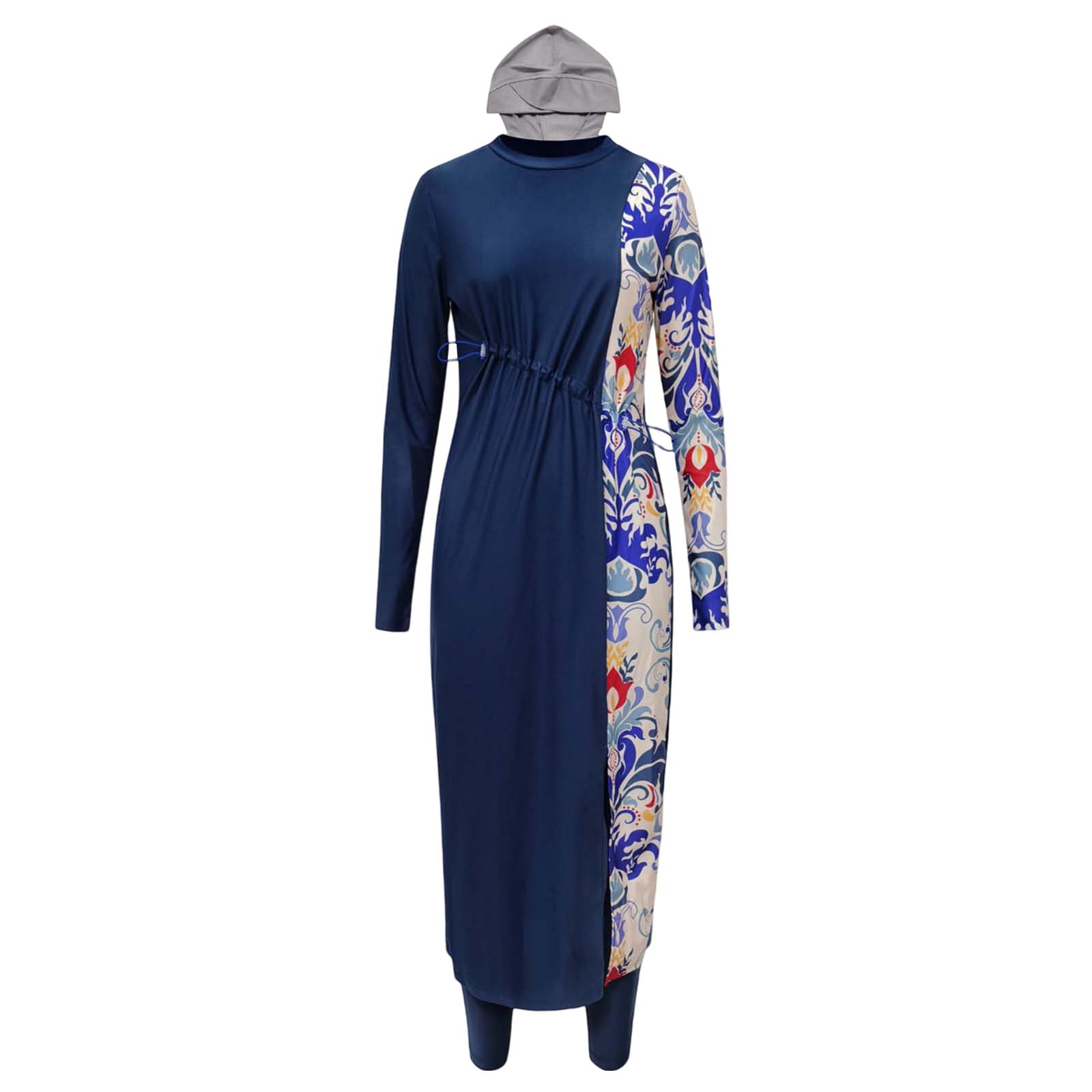 Traje de Baño Musulmán para Mujer Conjunto Conservador de Piezas con Manga Larga y Gorro de Natación