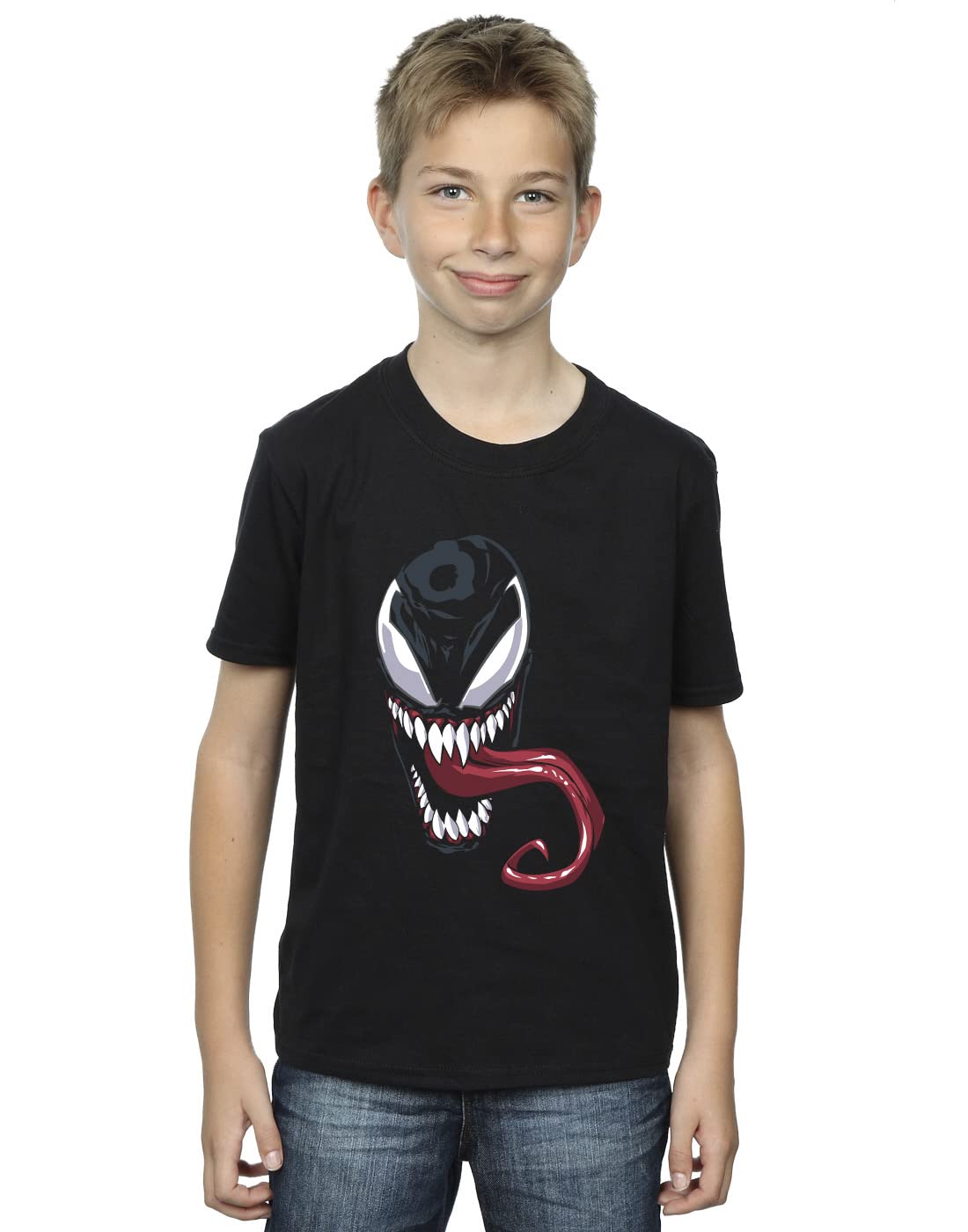 Absolute Cult Boys Black Marvel Venom Face T-Shirt 3-4 Years