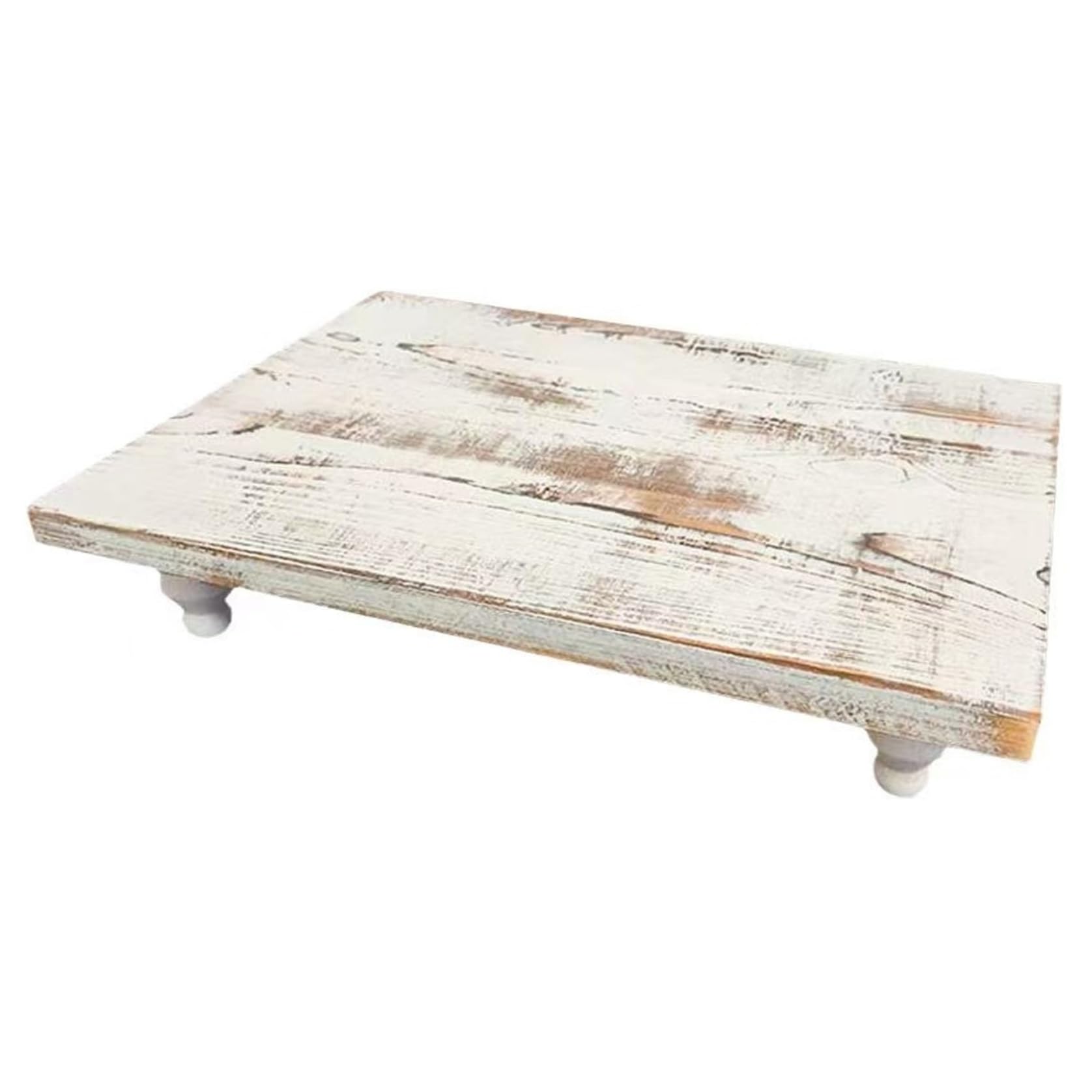 Xdyyjrasa White Rectangle Wooden Pedestal Stand For Table Display – Wood Risers For Kitchen Counter Coffee Bar Table Dining Room, 13X10x2