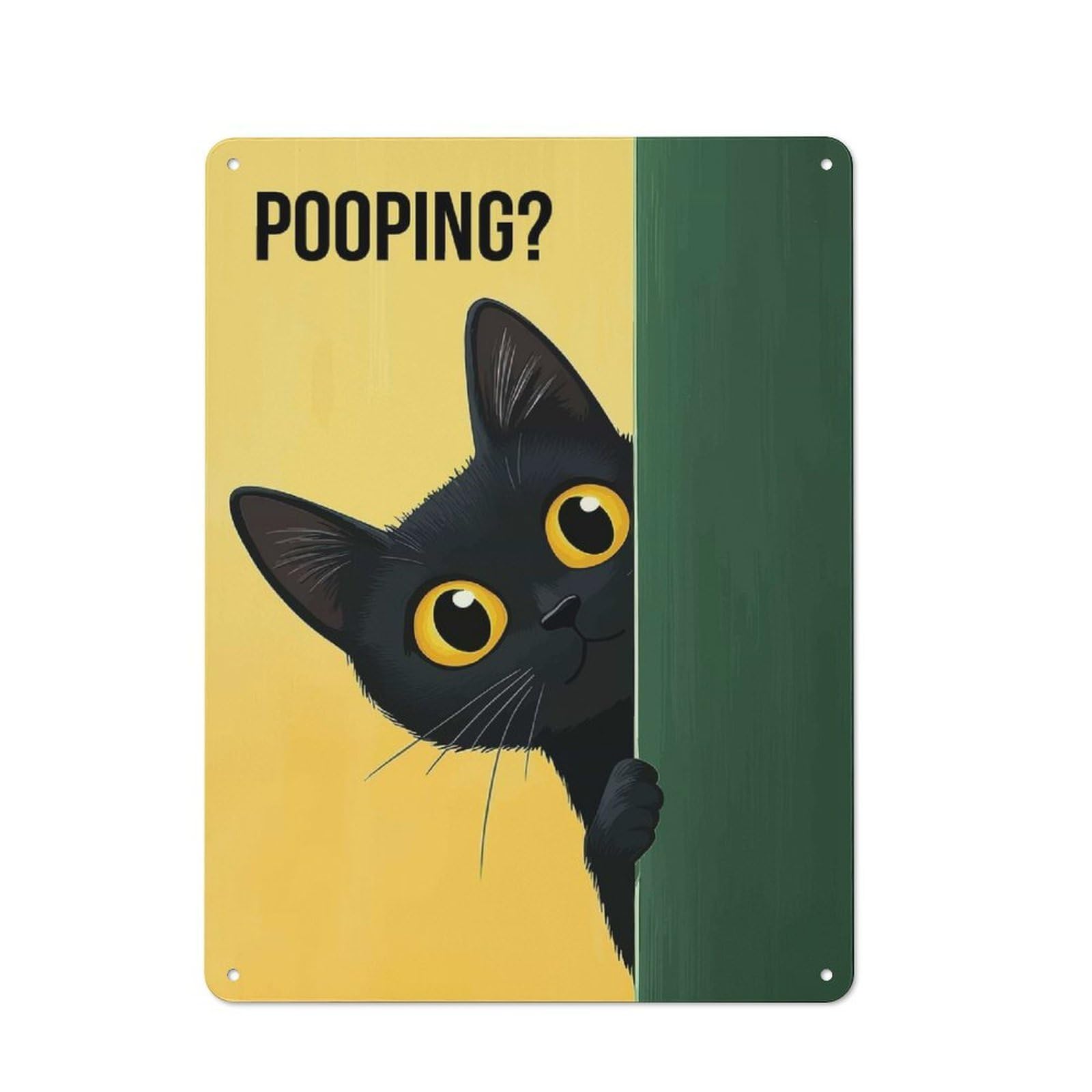 Junmoney Style-17 Black Cat Peeking With Pooping Text Urban Metal Wall Decor 40X30cm, Metal Wall Art Sign For Loft, Studio, Office Or Creative Room