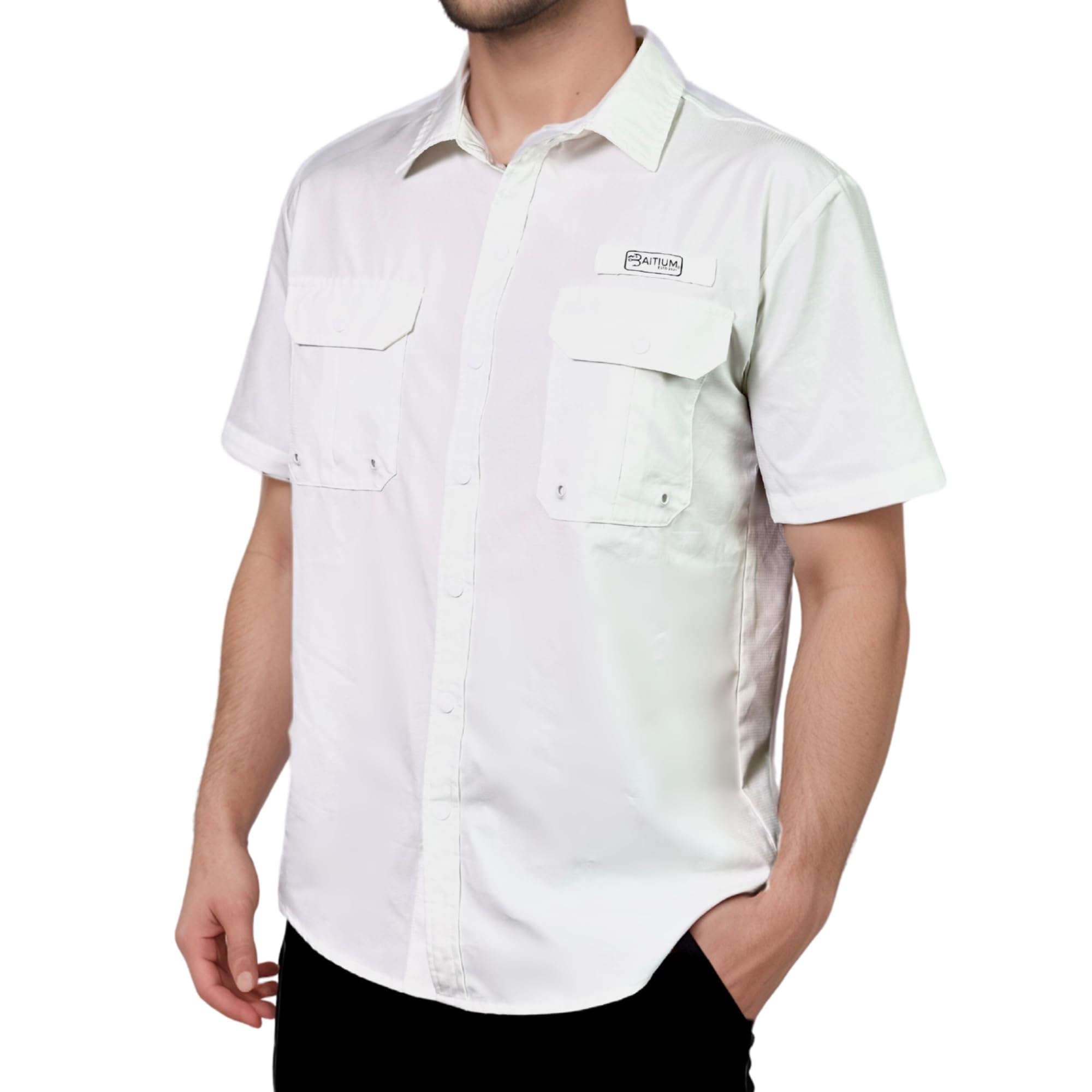 men's uv upf 50+ sun protection short sleeve shirt, fishing & hiking shirt, poncho, lightweight, breathable, quick dry - white - 3x-large