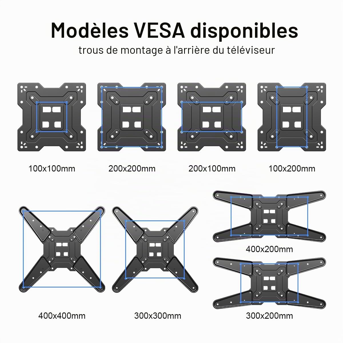 suptek Support Mural TV avec Bras d'extension de 1020 mm pour Téléviseurs 26-65 Pouces jusqu'à 40 kg, Support TV Mural d'angle, VESA Max 400x400 mm, Pivotant et Inclinable A1L
