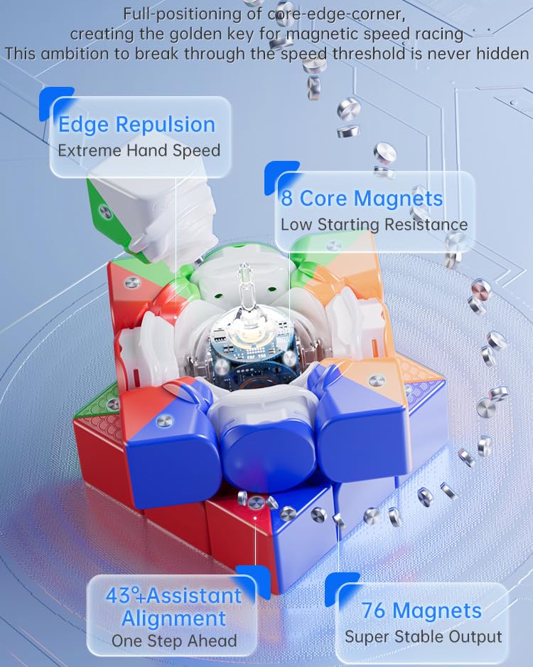 Image of HAWKISTER Moyu Weilong V10 AI 3X3 Bluetooth Smart Speed Cube (Gyroscope Magnetic Core UV Coated Charging Version), 6+ Years