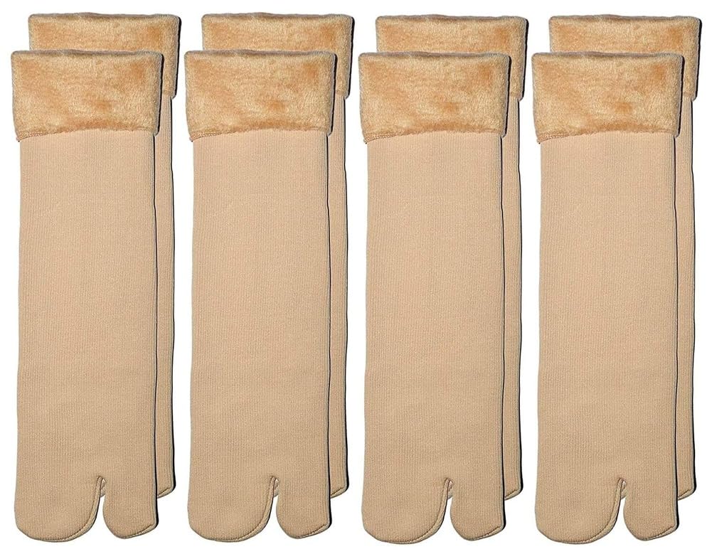 Women's Thumb Velvet Thermal Socks skin colour Winter Velvet Pile Lined Socks Thick Fuzzy Slipper Socks (Pack of 4pair)-image-19