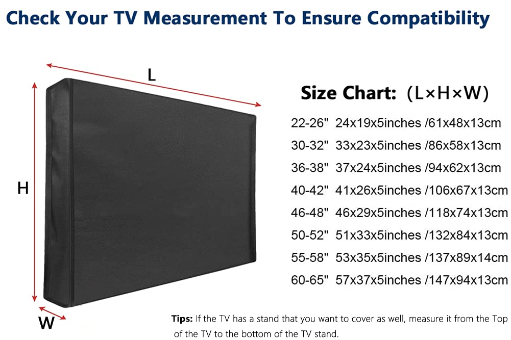 Funda de TV para exteriores con frontal transparente, protector universal impermeable para televisores de plasma LCD LED con bolsillo de control remoto (65-70 pulgadas)