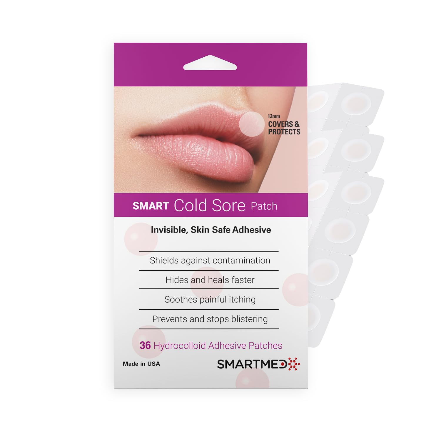 Smart Cold Sore Treatment Patch 36 ct | Soothe Itching and Burning | Discrete, Invisible, Skin Safe Adhesive