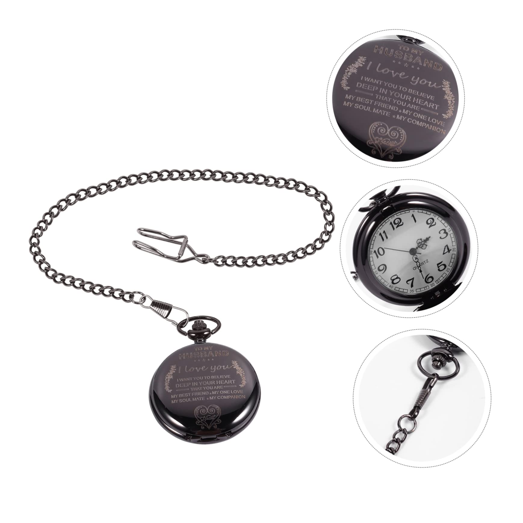 3stücke Elegante Taschenuhr Mit Kette Vintage Quartz Uhr Mit Exquisiter Gravur Als Für Familie Und Freunde Vielseitig Einsetzbar Und Stilvoll Kombinierbar