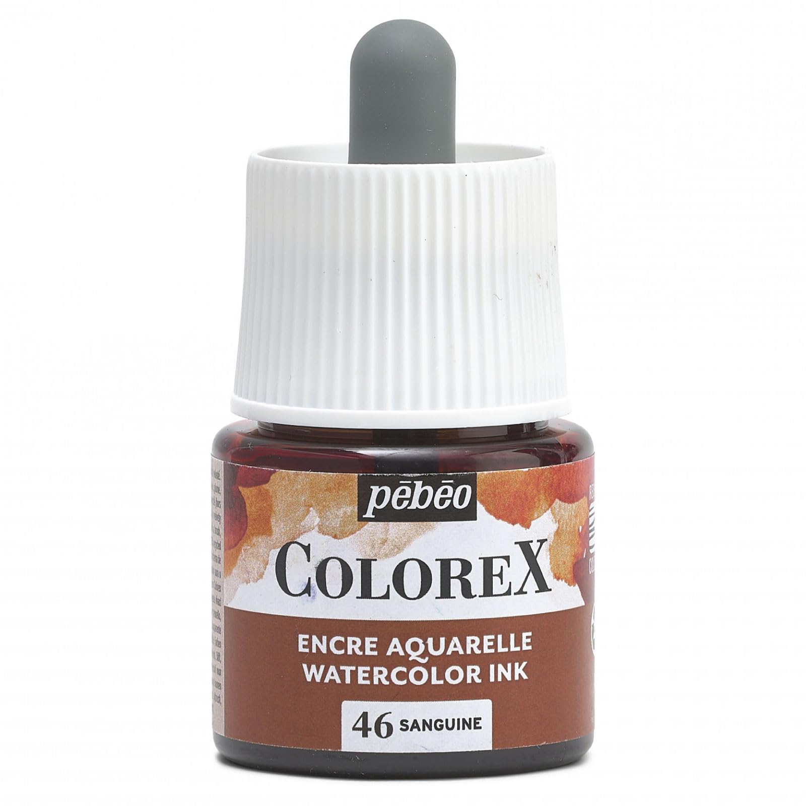Pébéo - Colorex Ink 45 ml Blood – Colorex Watercolour Ink Pébéo – Velvety Orange Ink – Multi-Tool Drawing Ink for All Media – 45 ml – Blood