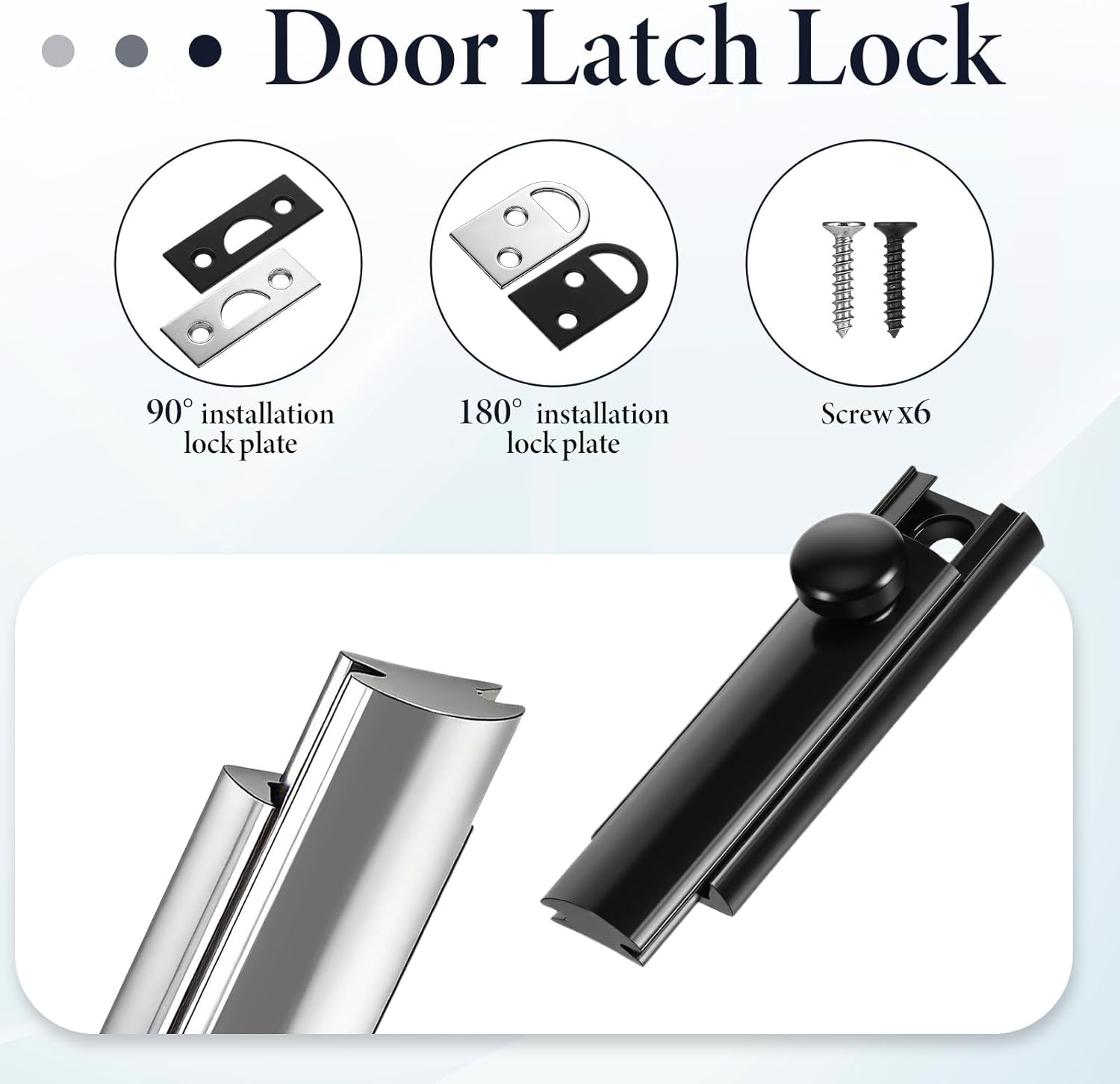 Double Door Latch 2 Pcs Brass Surface Bolt Slide Surface Door Bolts Heavy Duty French Doors Lock 2 Inch for Recessed Doors Flush Gates (Black and Gold)