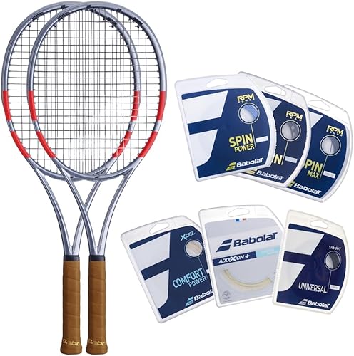 Babolat Pure Strike - Raqueta de tenis de 4 generación 97 X2 (gris carbón) con cuerda de tu elección