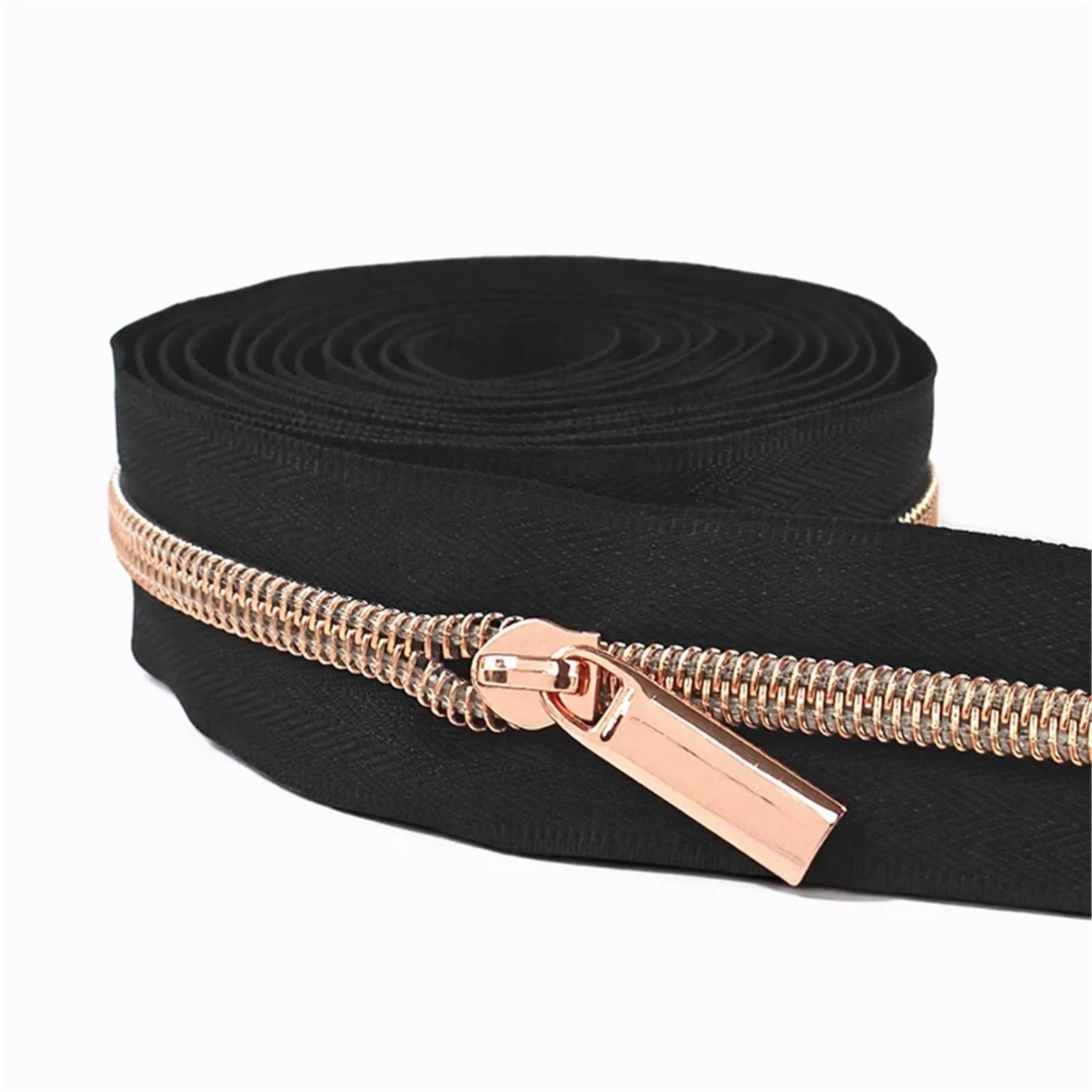 Two Way Zipper 1-5M 5# Nylon Zippers Tape with Zipper Puller Sewing Bag Clothing Zips Head Shoes Jacket Zip DIY Tailor Accessories(KY377ZT148-RoseGold,3MZips3PcsSliders)
