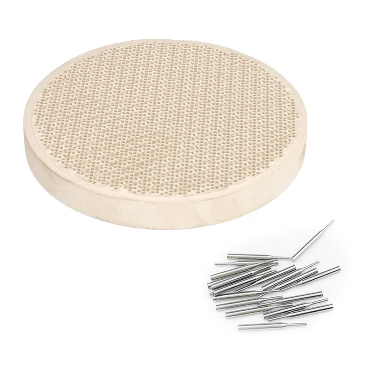 Honeycomb Ceramic Soldering Board with Needles, Round 108x12mm Soldering Honeycomb Panel Jewelry Making Tools, Soldering Block for Melting Casting