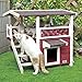 Petsfit Outdoor Cat House with Escape Door for Feral Cats Weatherproof, 2 Story Wooden Kitten Condo with Waterproof Roof & Stairs